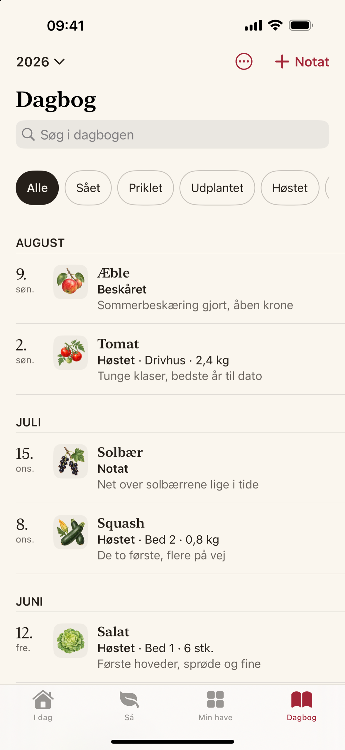 Sæsondagbogen med notater fra to sæsoner