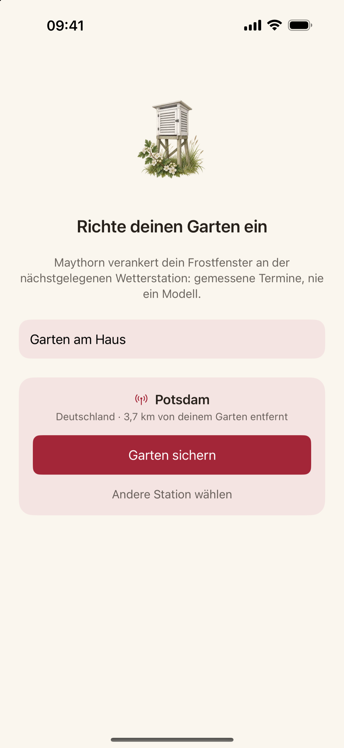 Auswahl einer Wetterstation: Liste der Länder mit der Entfernung zu jeder Station