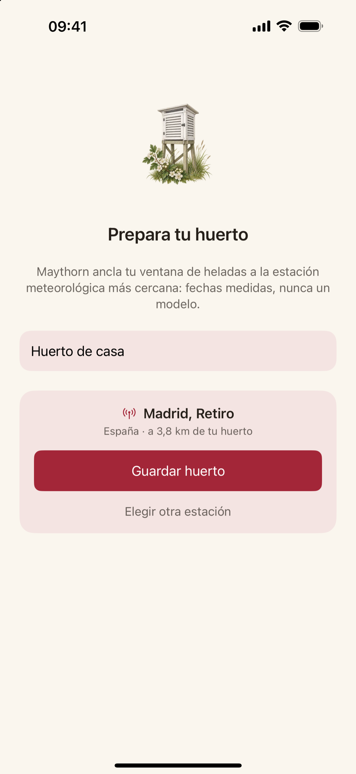 Elegir una estación meteorológica: lista de países con la distancia de cada estación