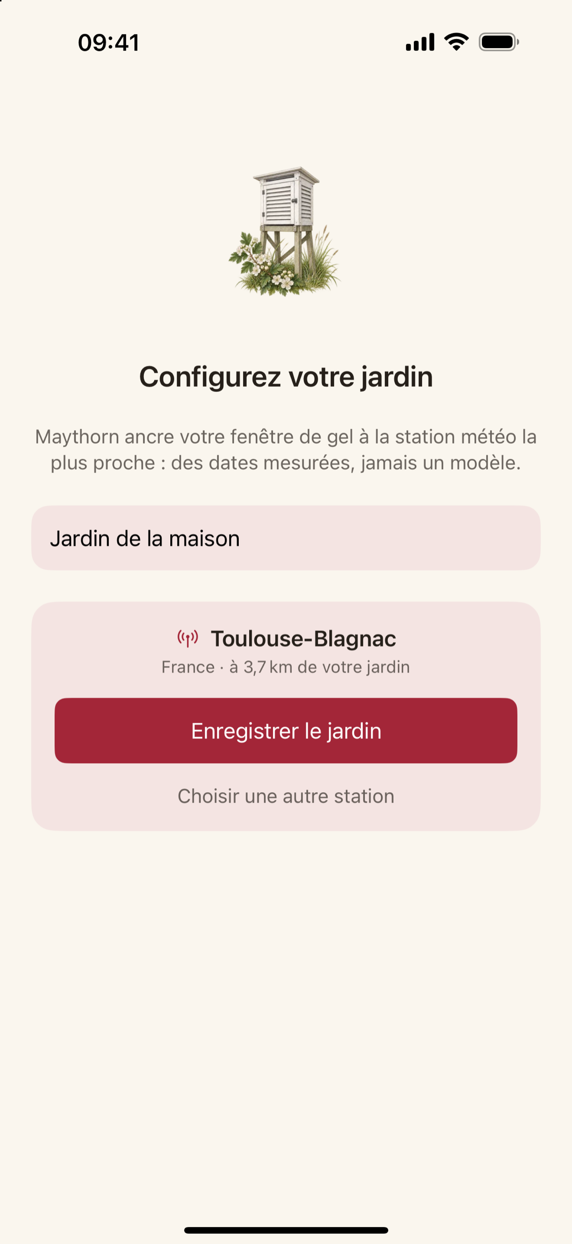 Sélectionner une station météorologique : liste des pays avec la distance de chaque station