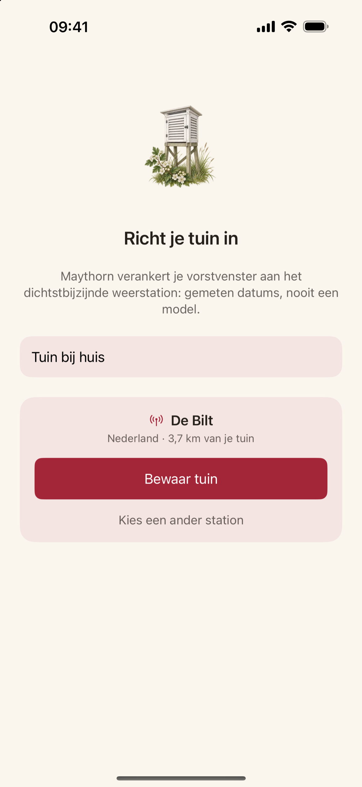 Het kiezen van een weersstation: de lijst met landen en de afstand tot elk station