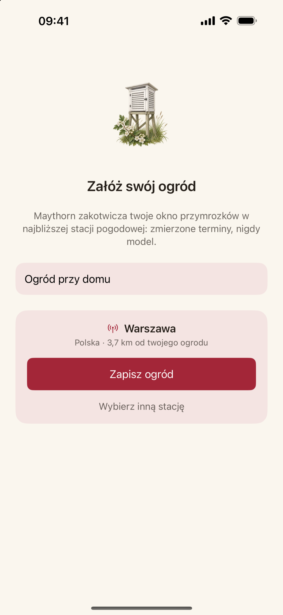 Wybór stacji meteorologicznej: lista krajów z odległością do każdej stacji